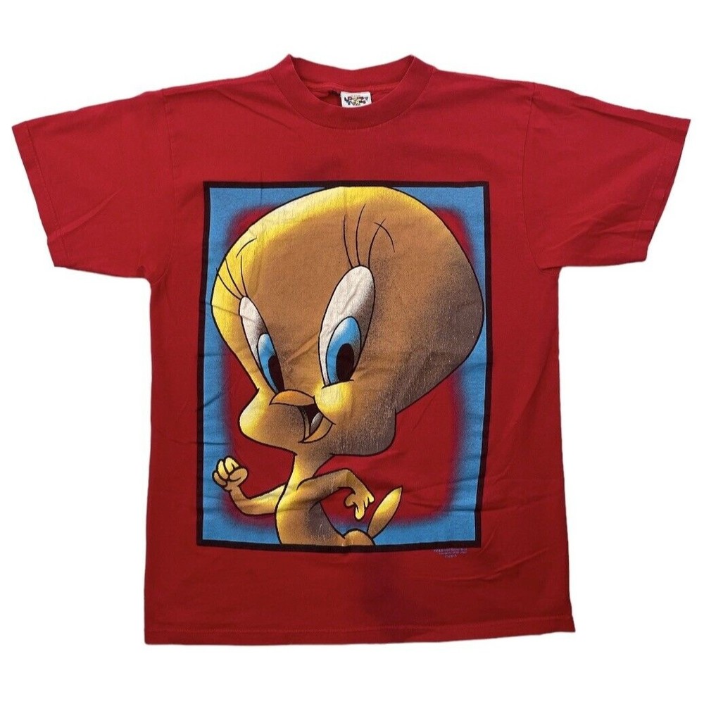 Vintage 90s Tweety Bird Big Face Looney Tunes T Shirt Size L 1996 Jerry Leigh